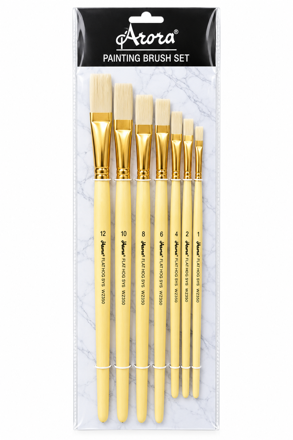 Arora Professional Flat Brush Set, Long Handles