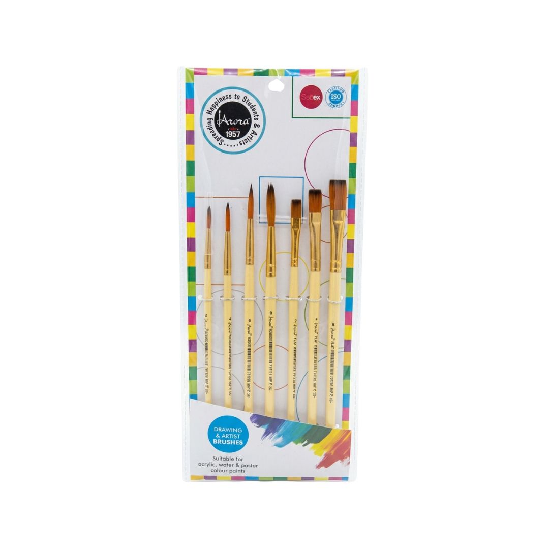 Arora Round & Flat Brush Set of 7