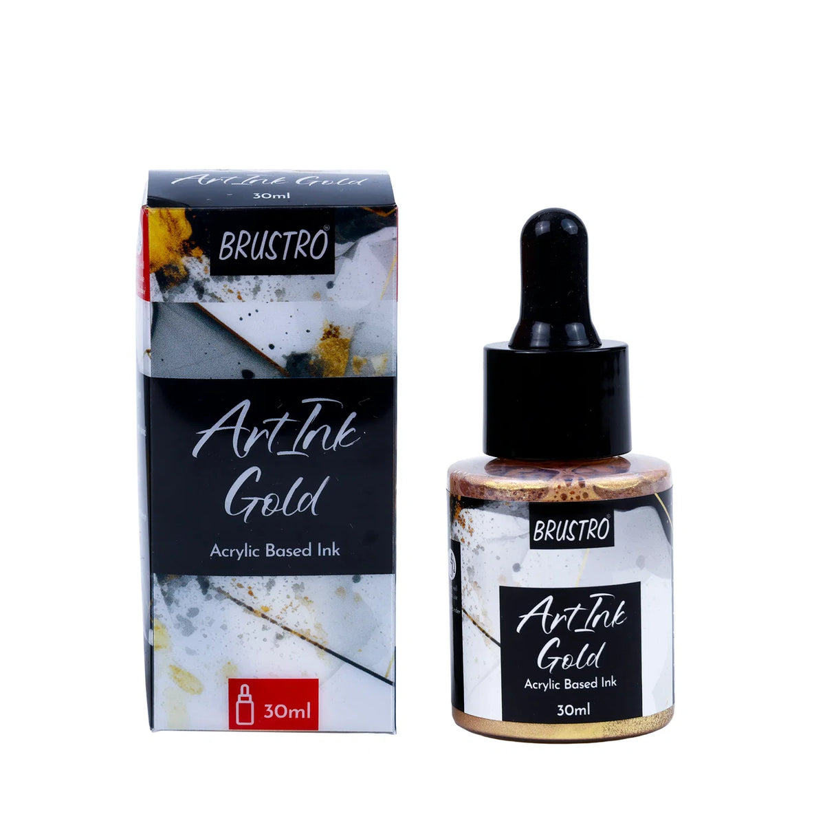 BRUSTRO ArtInk Acrylic Based Ink, Gold, 30ml, Metallic, Water-Resistant & Lightfast, Ideal for Drawing, Calligraphy, Brush Pens, Illustration, Journaling & Creative Artwork