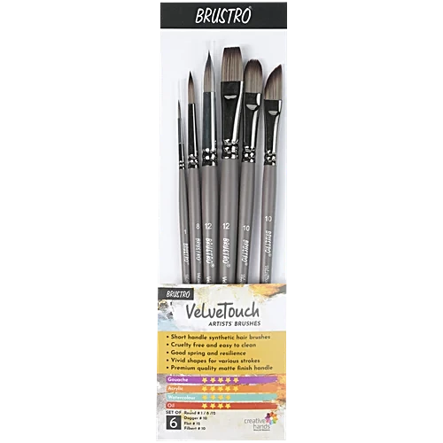 BRUSTRO VelveTouch Artist Brushes | Set of 6