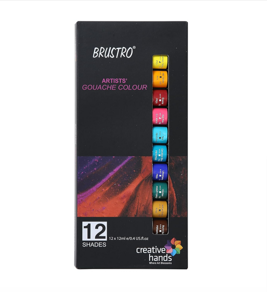 BRUSTRO Artist's Gouache Colour Tubes Set, 12 ml