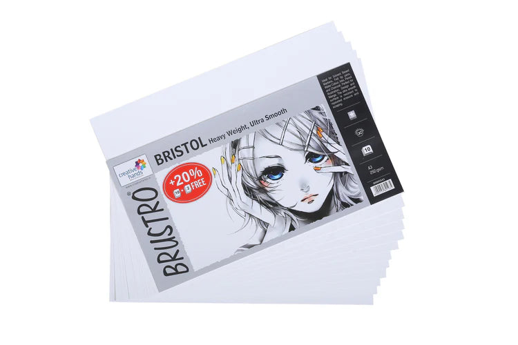 BRUSTRO Ultra Smooth Bristol Sheets, 250 GSM