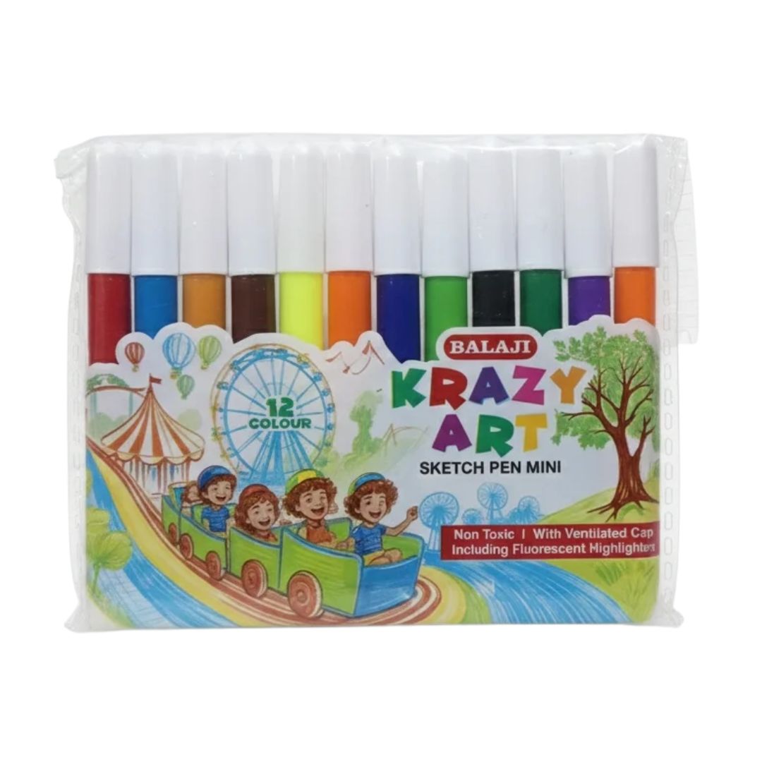 Balaji Krazy Art Sketch Pen Mini – 12 Colours