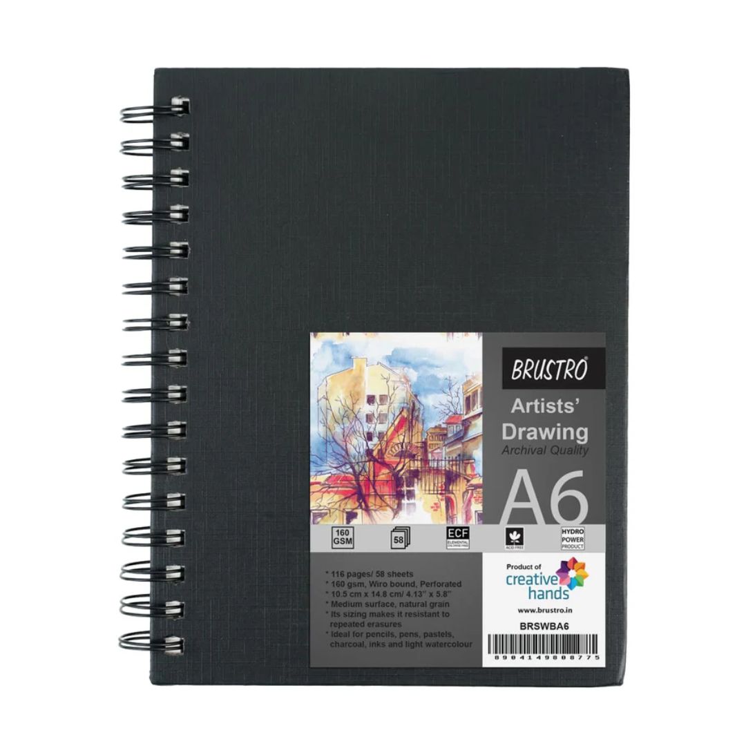 BRUSTRO Artists Sketch Book Wiro Bound, 160 GSM (Acid Free)