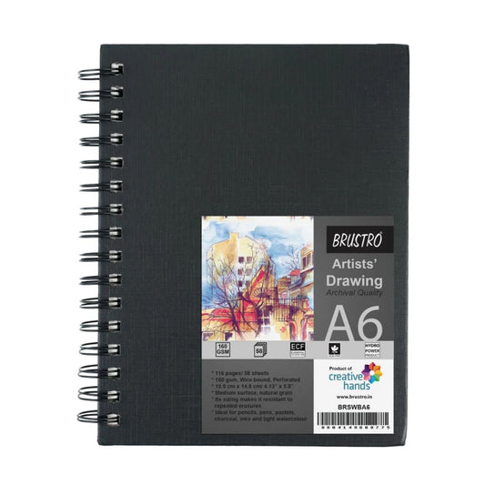 BRUSTRO Artists Sketch Book Wiro Bound, 160 GSM (Acid Free)