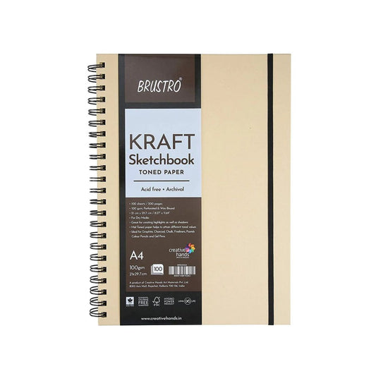 BRUSTRO Toned Paper - Kraft Sketchbook, Wiro Bound, 100GSM