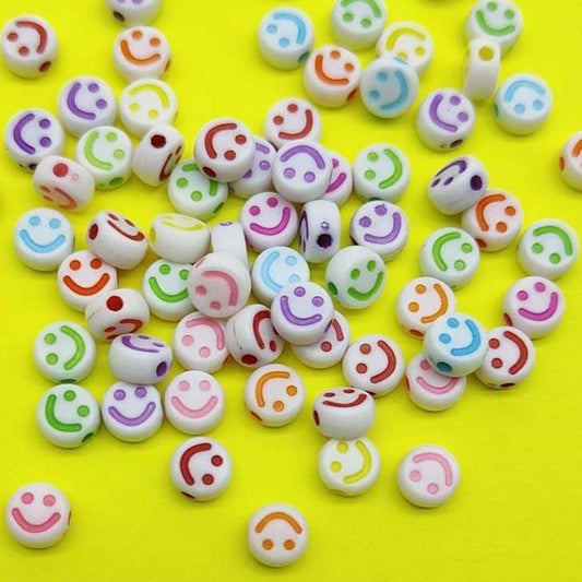 Craft Beads Smiley White Large Pack