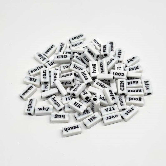Bracelet Beads Words White 500g