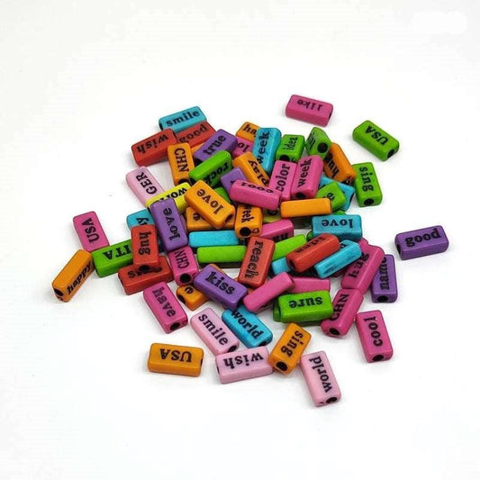 Bracelet Beads Words Mix Colours 500g