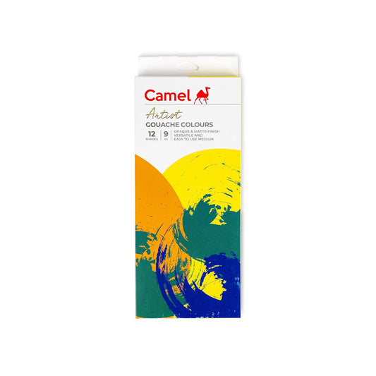 Camel Artist Gouache Colours Assorted Pack of 12 Shades, 9ml Each