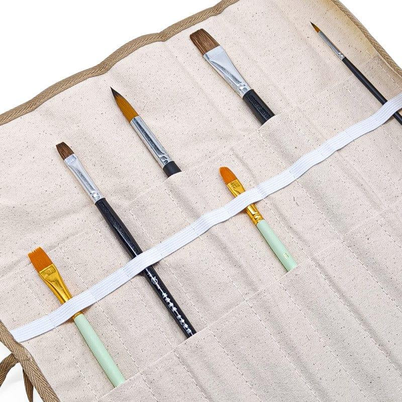 Canvas Paint Brush Holder Pouch - Portable Artist Organizer
