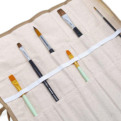 Canvas Paint Brush Holder Pouch - Portable Artist Organizer