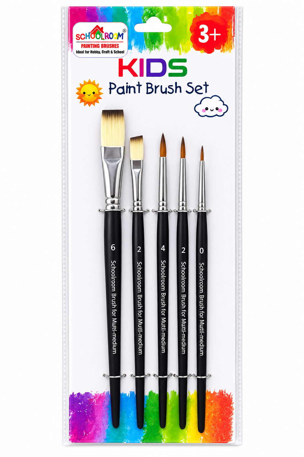 Colorful Kids Mix Paint Brush Set Package-1
