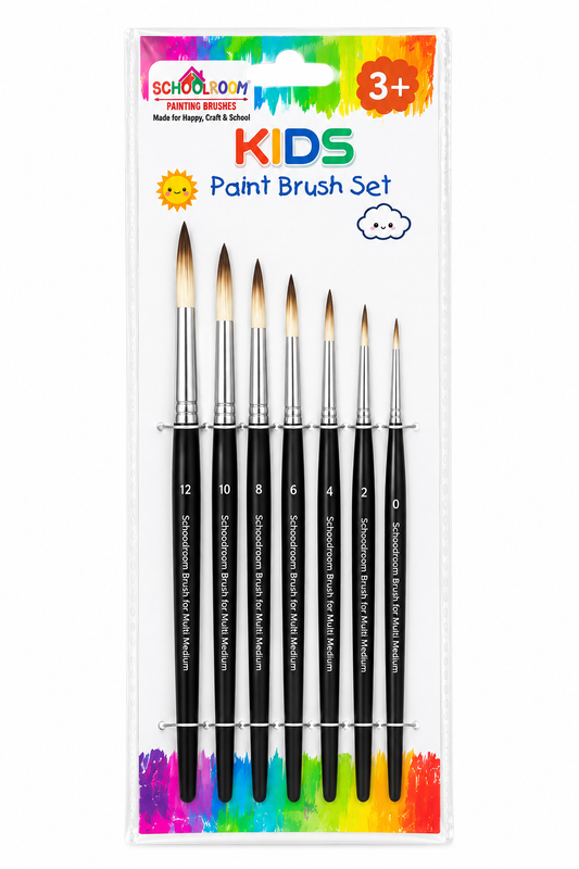 Colorful Kids Round Paintbrush Set of 7pcs