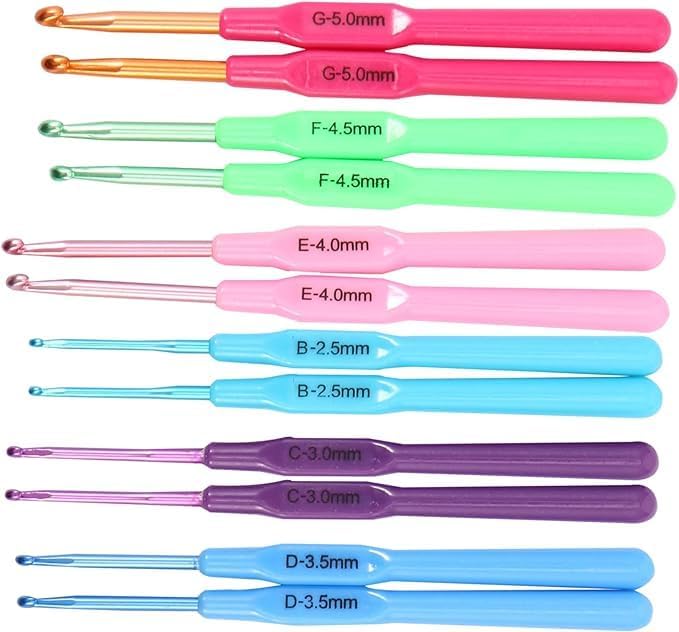 Crochet Hooks Set 12 Aluminum Handle Knitting Needles