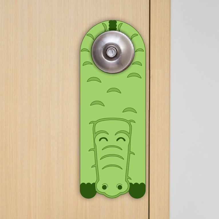 MDF Door Knob Hanger - Crocodile