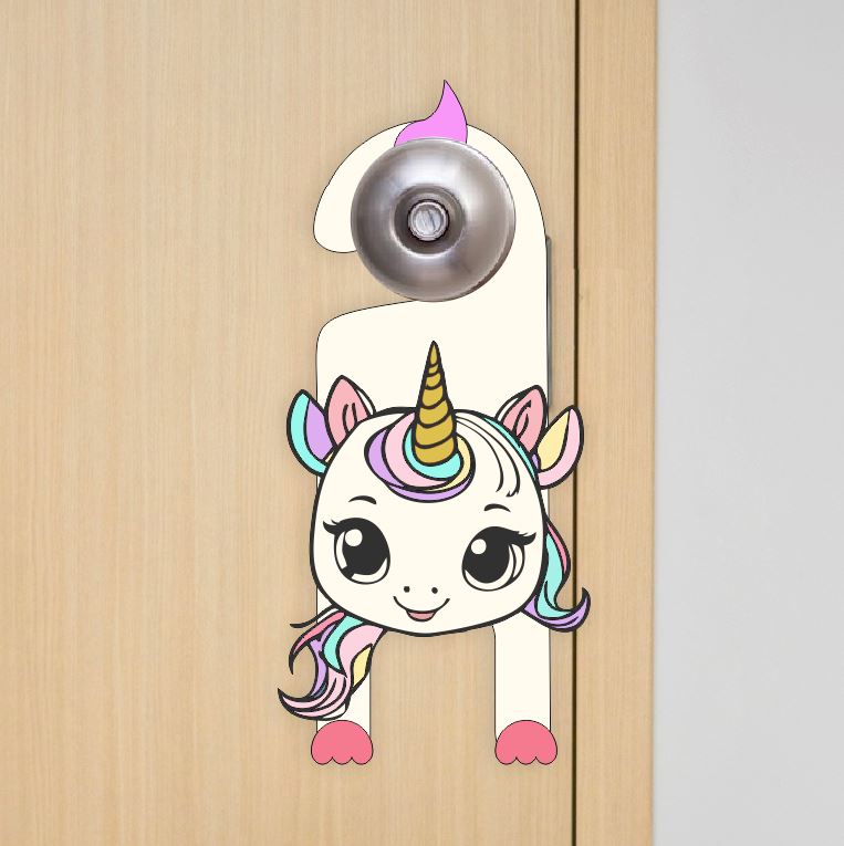 MDF Door Knob Hanger - Unicorn