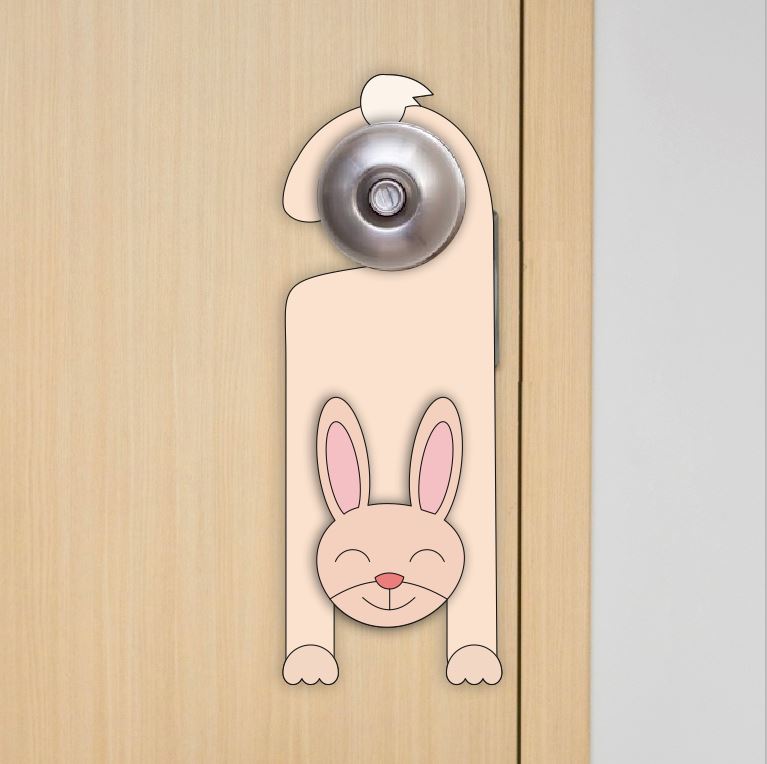 MDF Door Knob Hanger - Rabbit