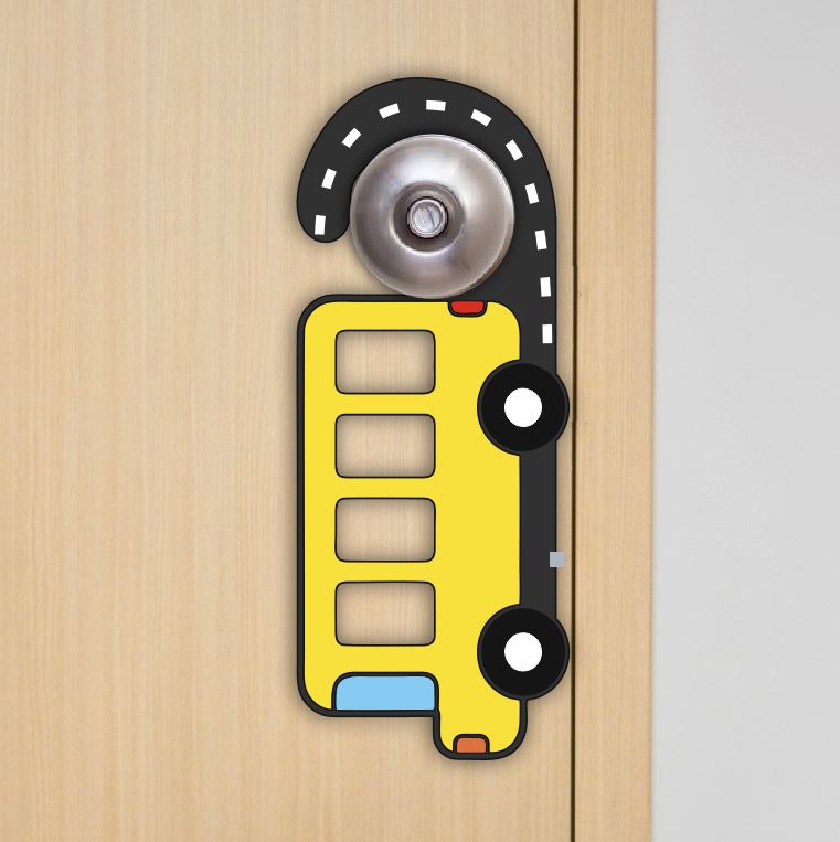 MDF Door Knob Hanger - School Bus