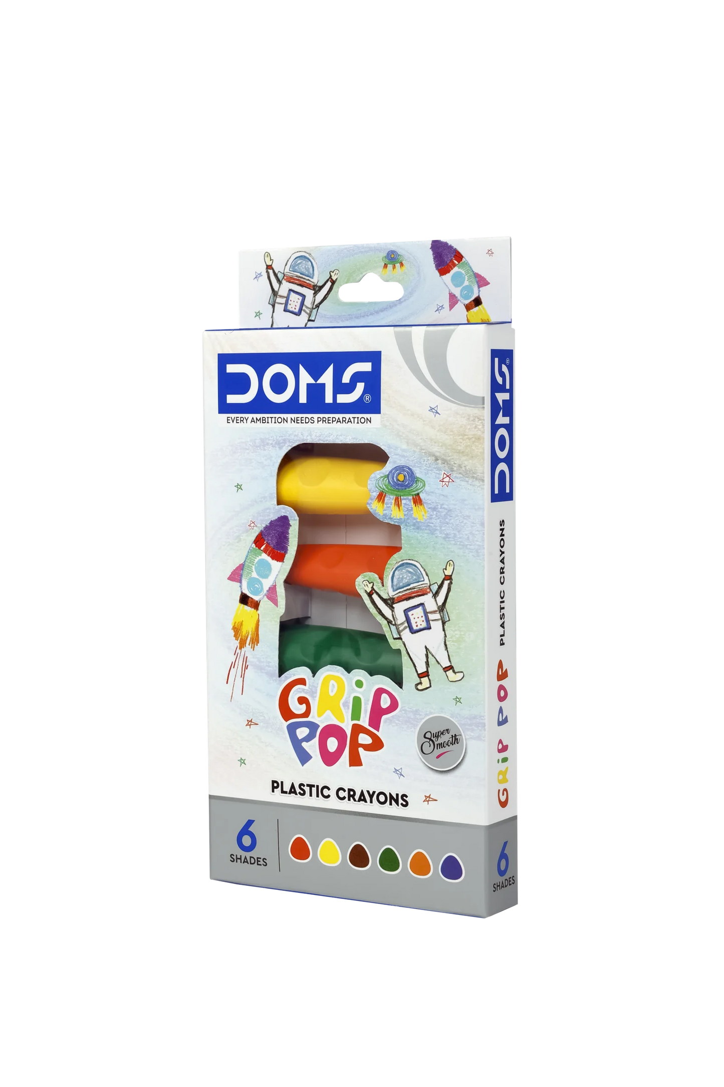 DOMS Grip Pop Plastic Crayons