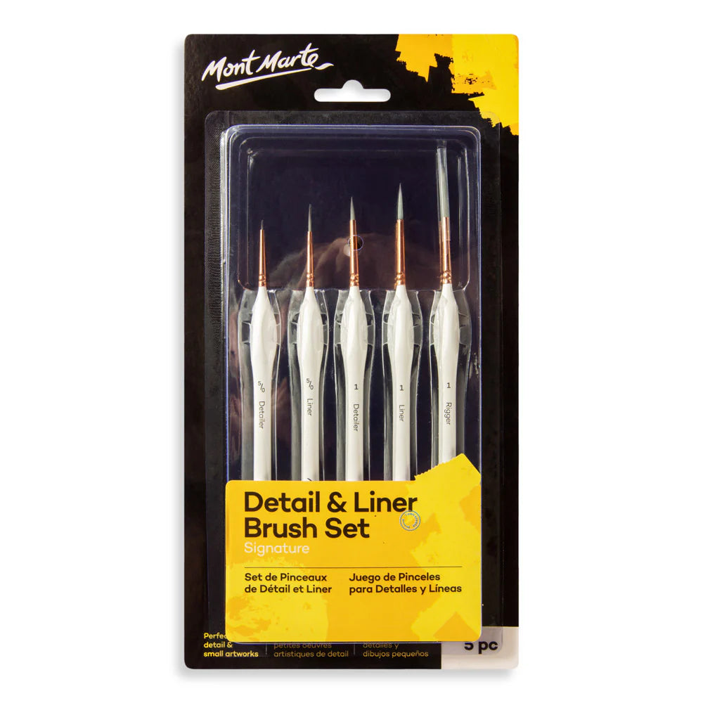 Mont Marte Detail & Liner Brush Set 5 Pc