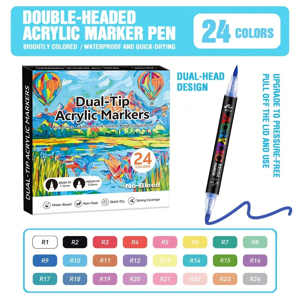 Dual Tip Acrylic Paint Markers Set