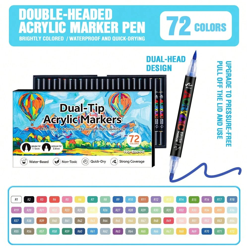 Dual Tip Acrylic Paint Markers Set