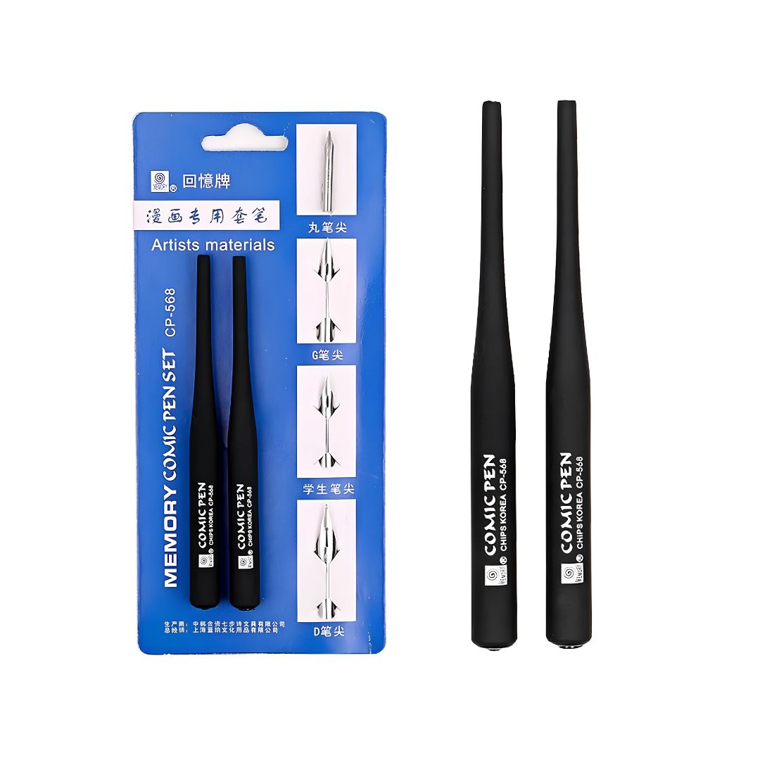 Faded Classic Cartoon Comic Dip Pen Set – Vintage Calligraphy Pen with 4 Interchangeable Nibs