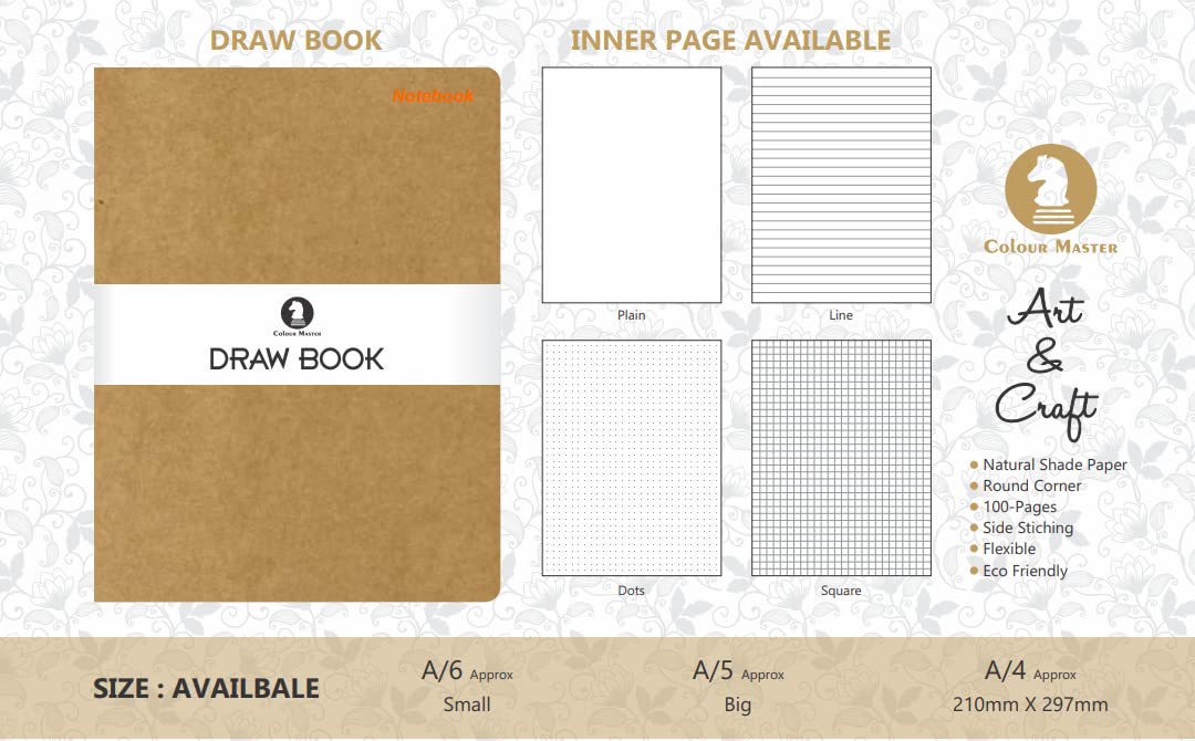 Fancy Journal Diary - Ruled/ Dot/ Grid/ Plain/ Isometric Dots/ Isometric Lines, Undated, 100 Sheets, 100 GSM
