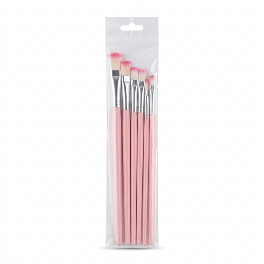 Pastel Handle Flat Brush Set of 6pcs