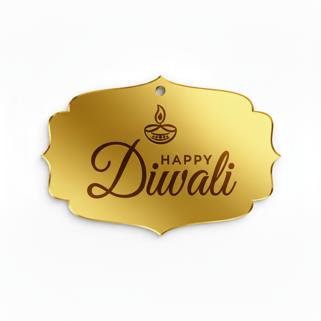 Acrylic Gift Tag - Happy Diwali (Classic)