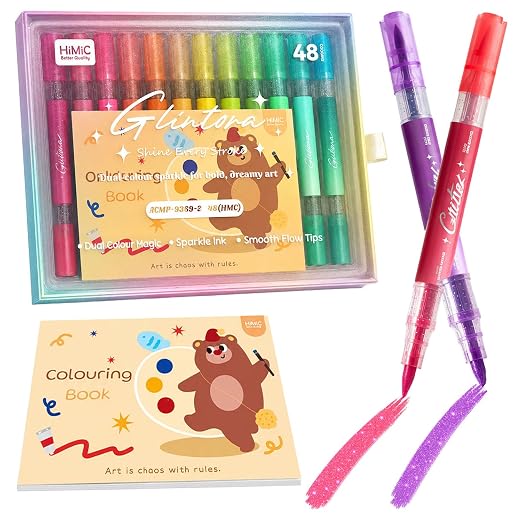Himic 48 Colours Dual Tip Sparkle Ink Markers