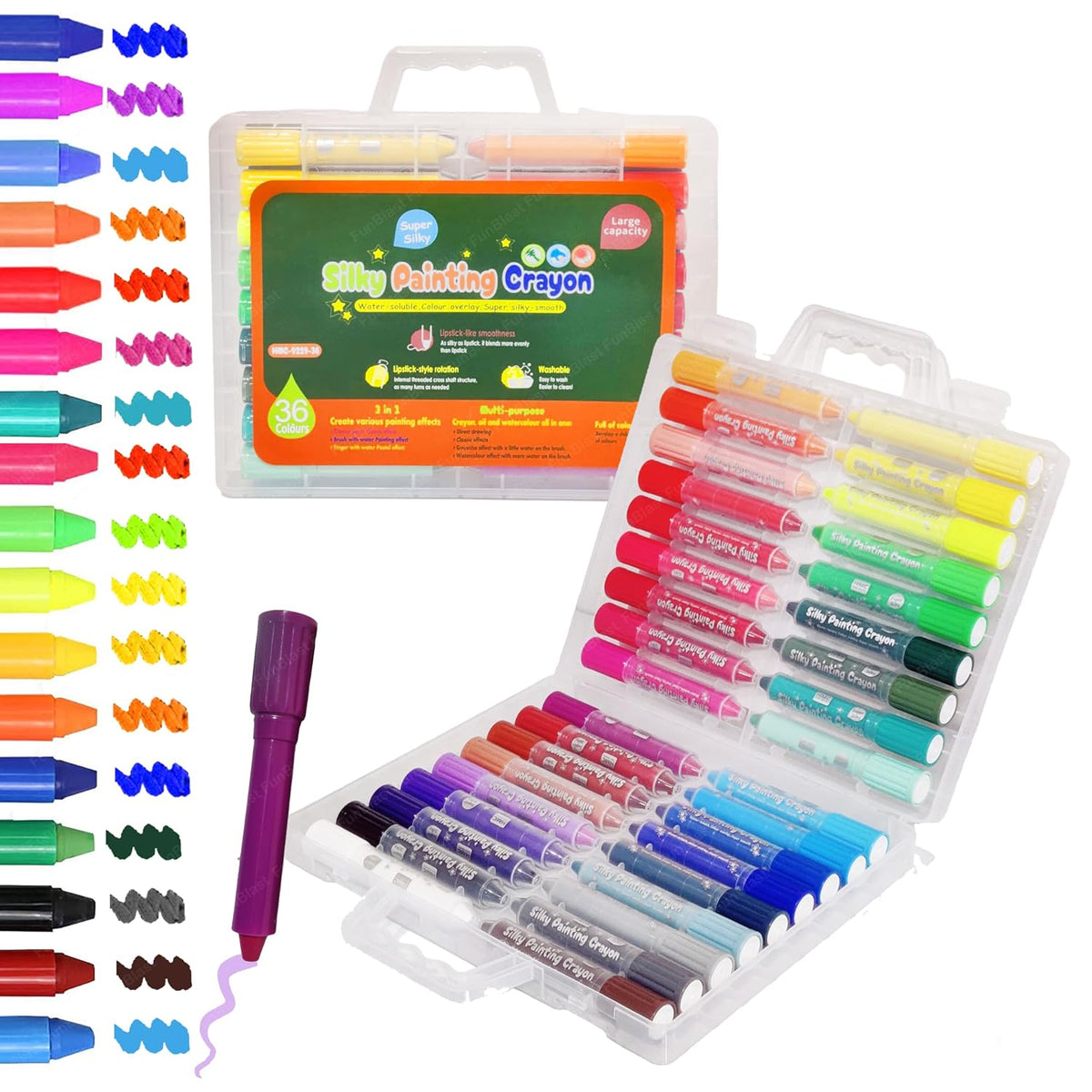 Himic Super Soft Silky Washable Crayons Set - 36 Shades