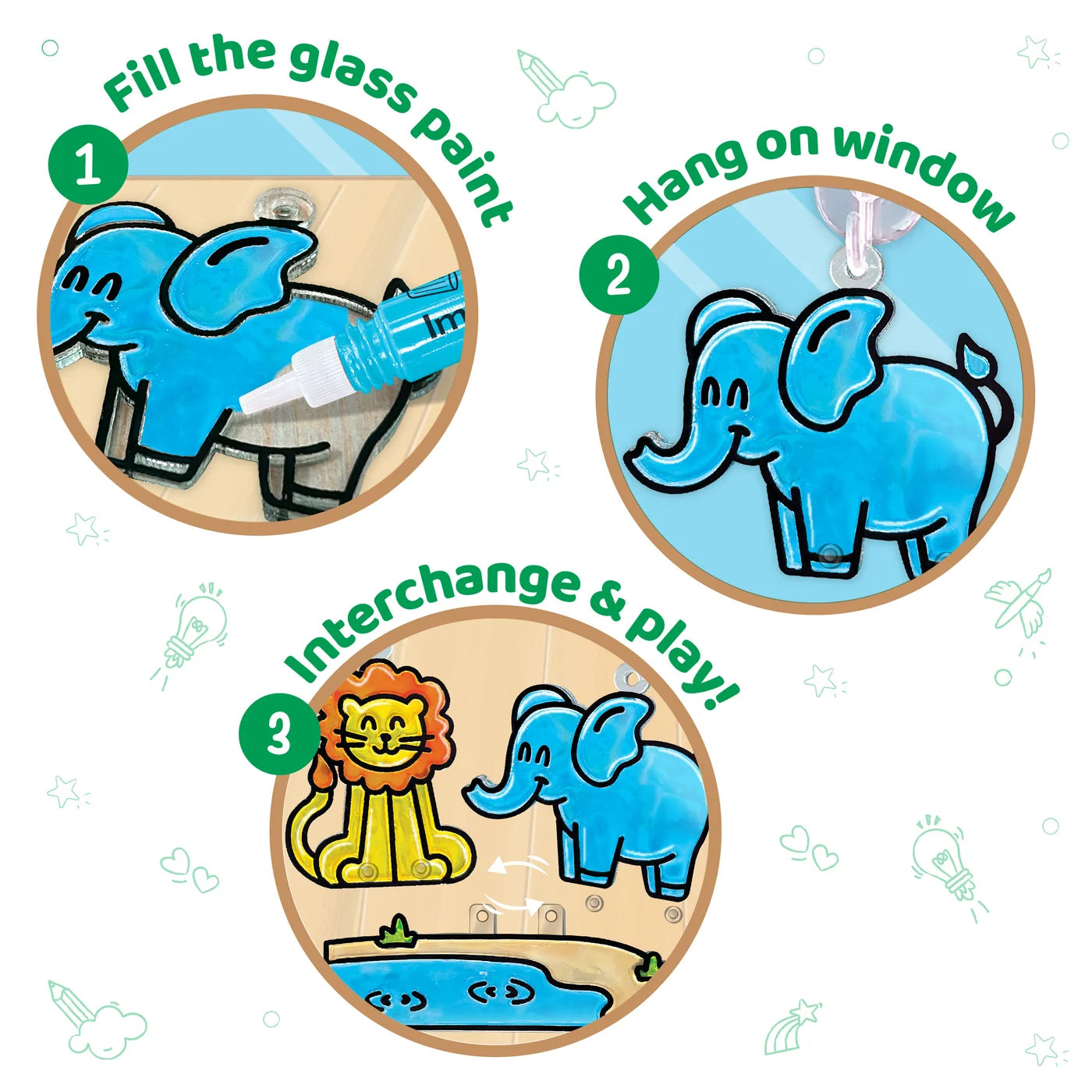 Imagimake Window Art Jungle | Glass Painting Kit for Kids