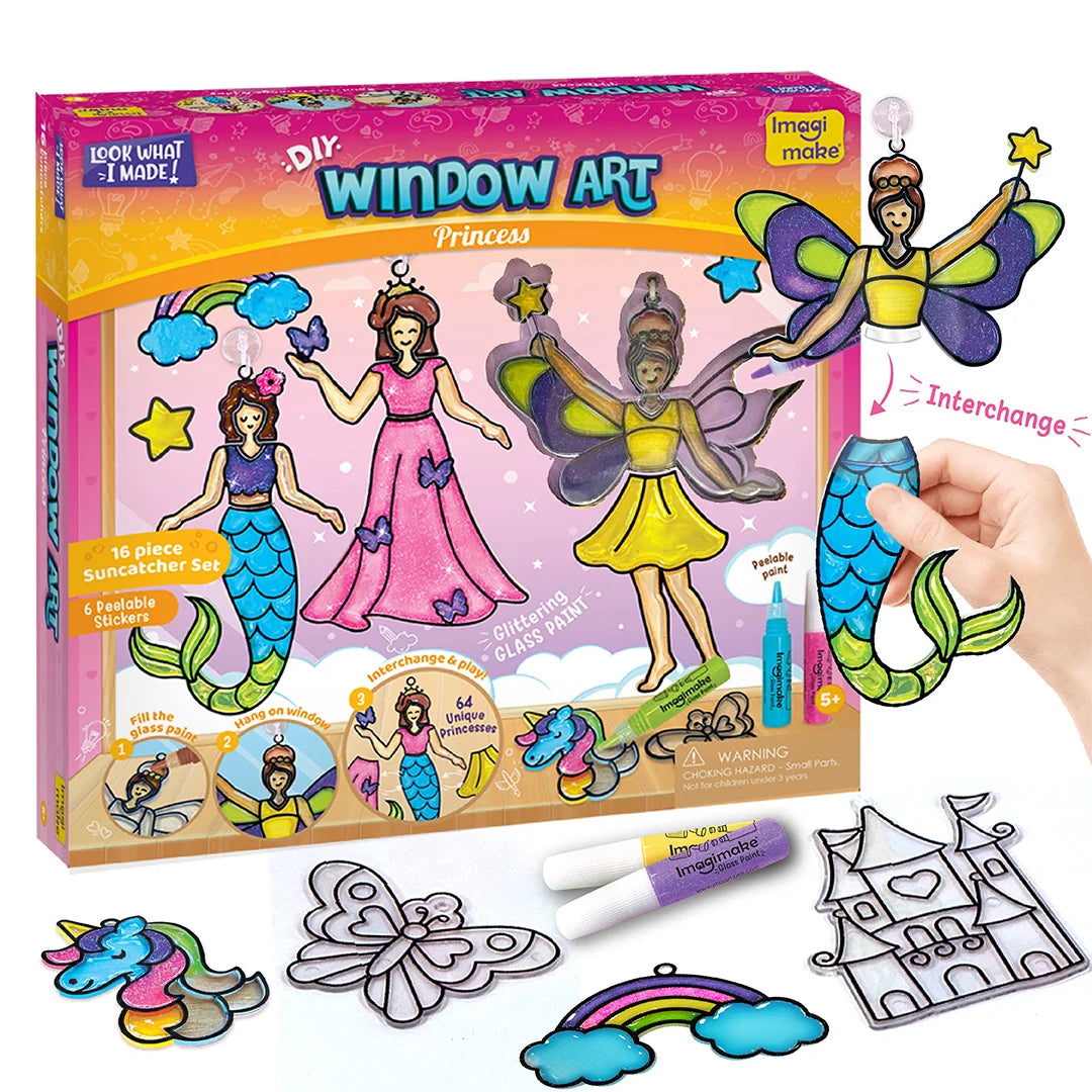 Imagimake Window Art Princess | Glass Painting Kit for Girls