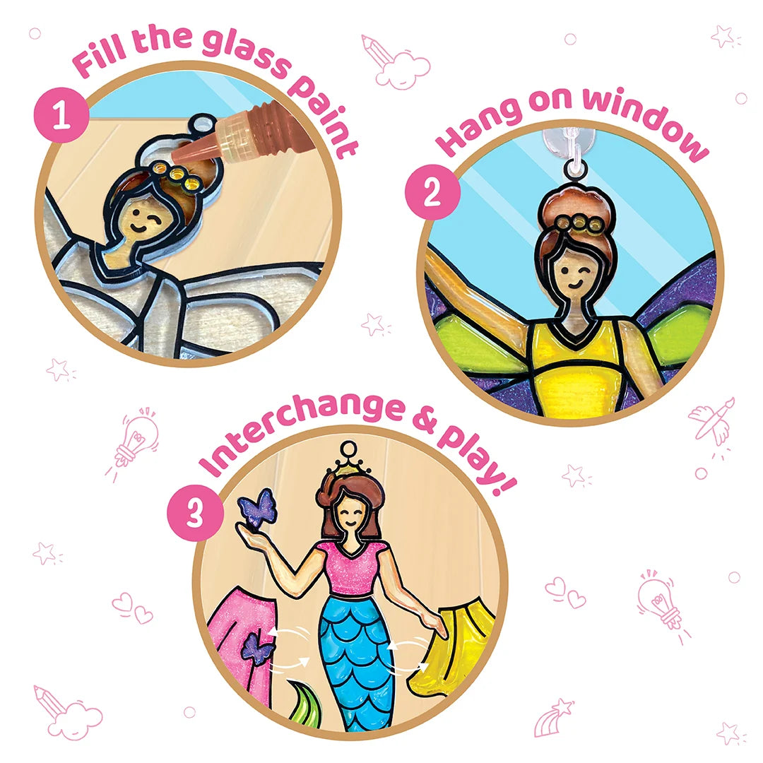 Imagimake Window Art Princess | Glass Painting Kit for Girls