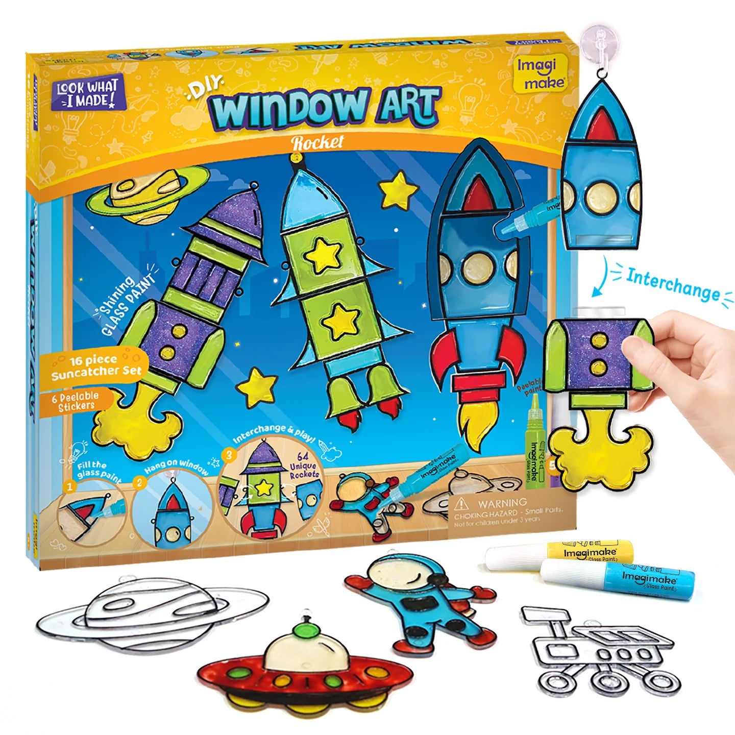 Imagimake Window Art Rocket | Glass Painting Kit