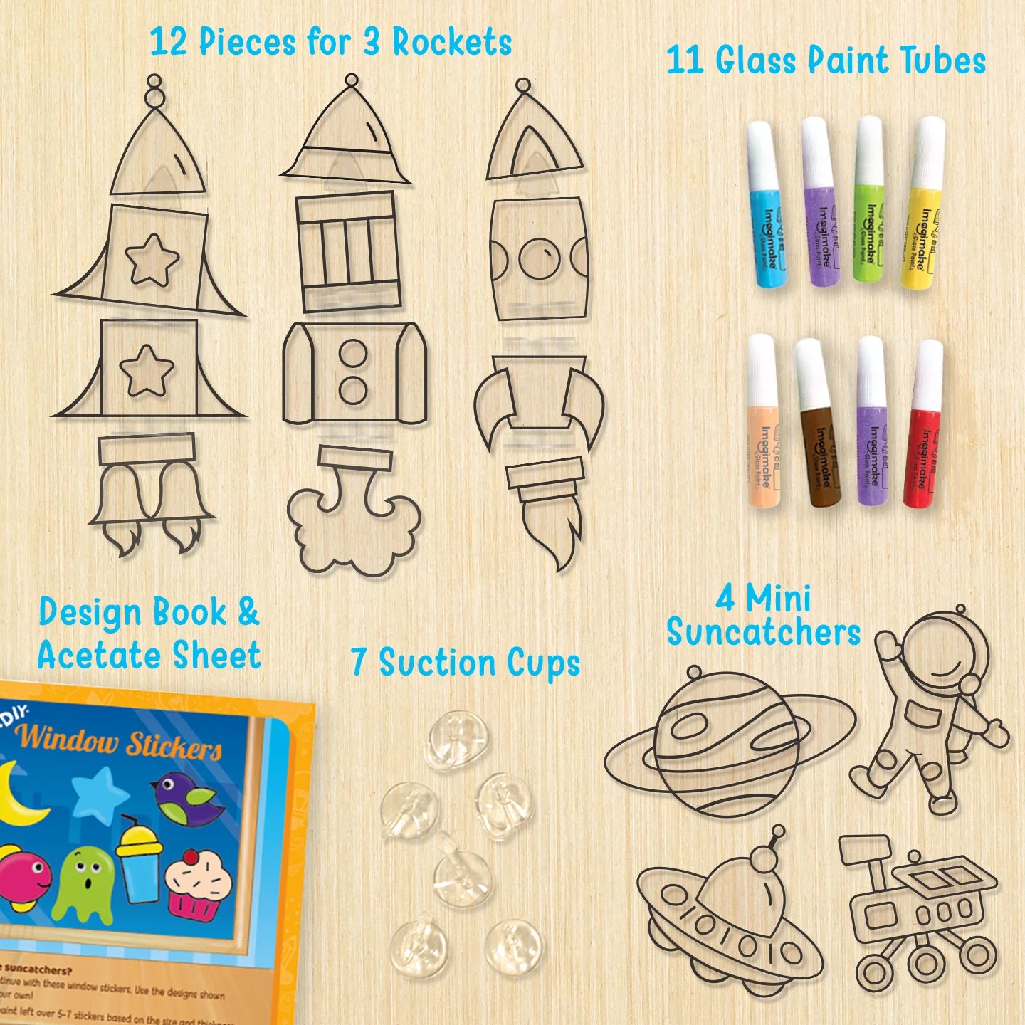 Imagimake Window Art Rocket | Glass Painting Kit