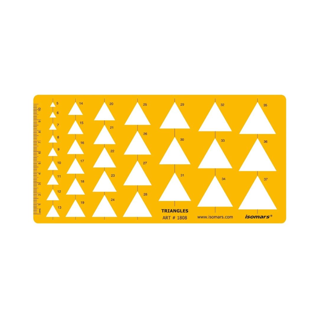 Isomars Triangle Template Drawing Stencil | Precision Geometric Triangle Drafting Template with Multiple Sizes