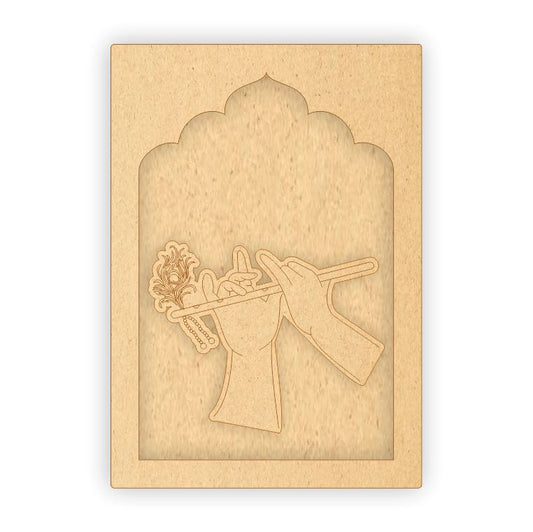 MDF Jharokha Plaque - Krishna Playing Flute