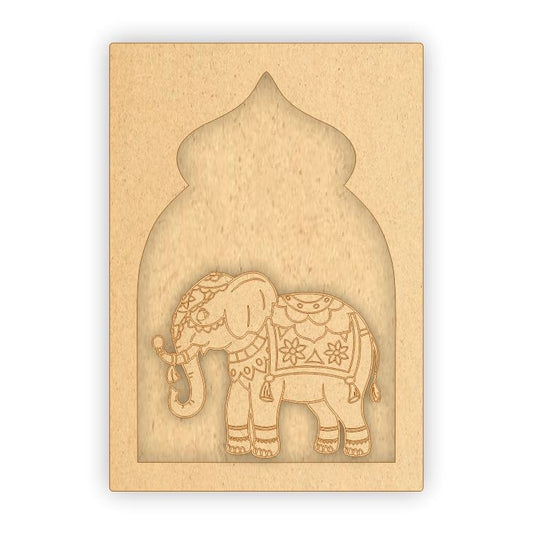 MDF Jharokha Plaque - Elephant Left Facing