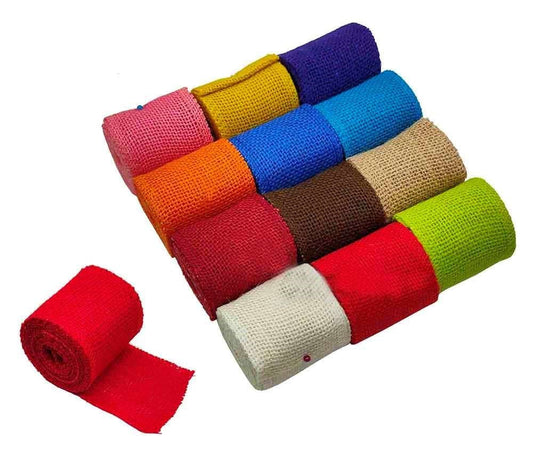 Jute Lace Coloured 2m, 12pcs Set