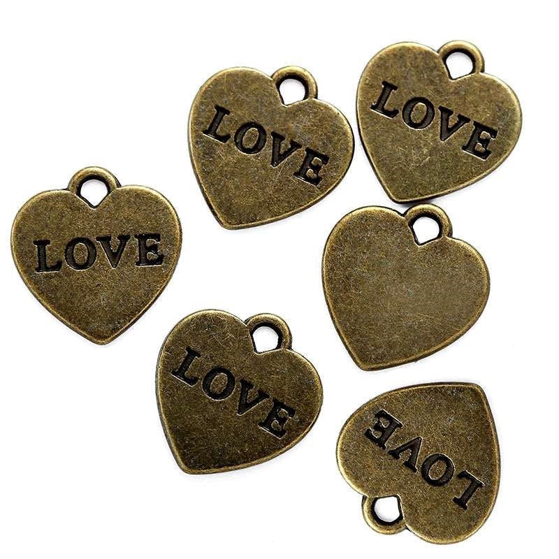 Heart Love Pendants 13x13mm