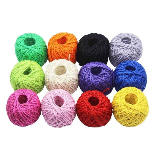 Jute Thread 50m, 12 Colours Set