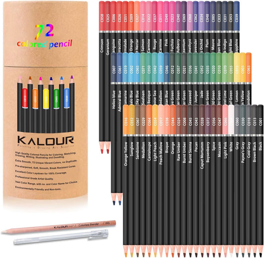 KALOUR Colored Pencils for Adult Coloring Book,Set of 72 Colors with Storage