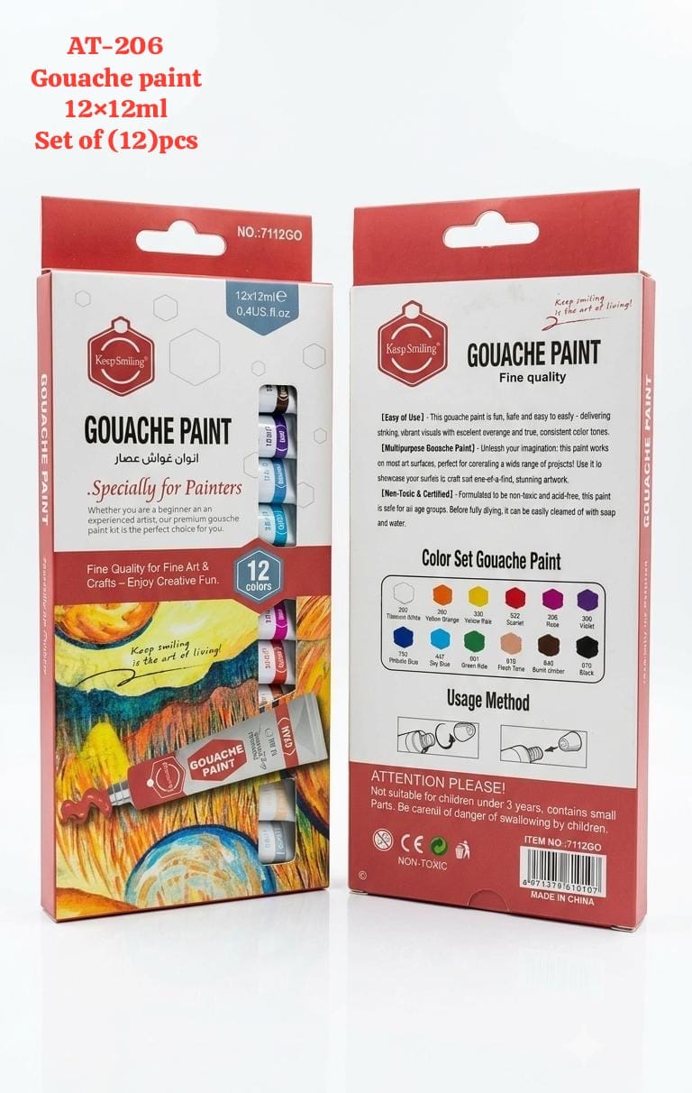 Keep Smiling Tube Gouache Colours, 12ml - 12 Shades