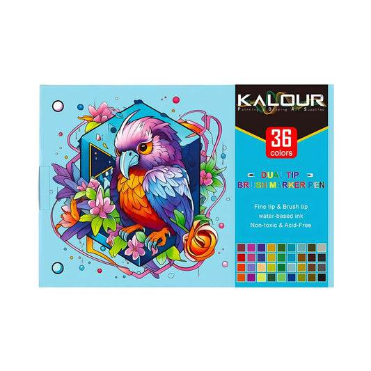 KALOUR 36 Colors Art Markers Pens,Dual Tip (Brush and Fine Point)