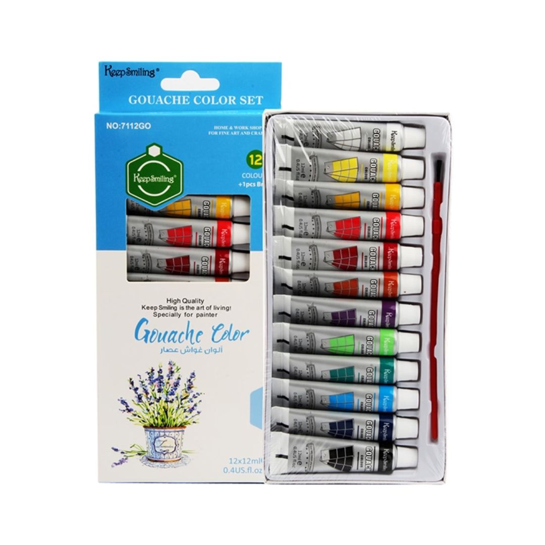 Keep Smiling Tube Gouache Colours, 12ml - 12 Shades