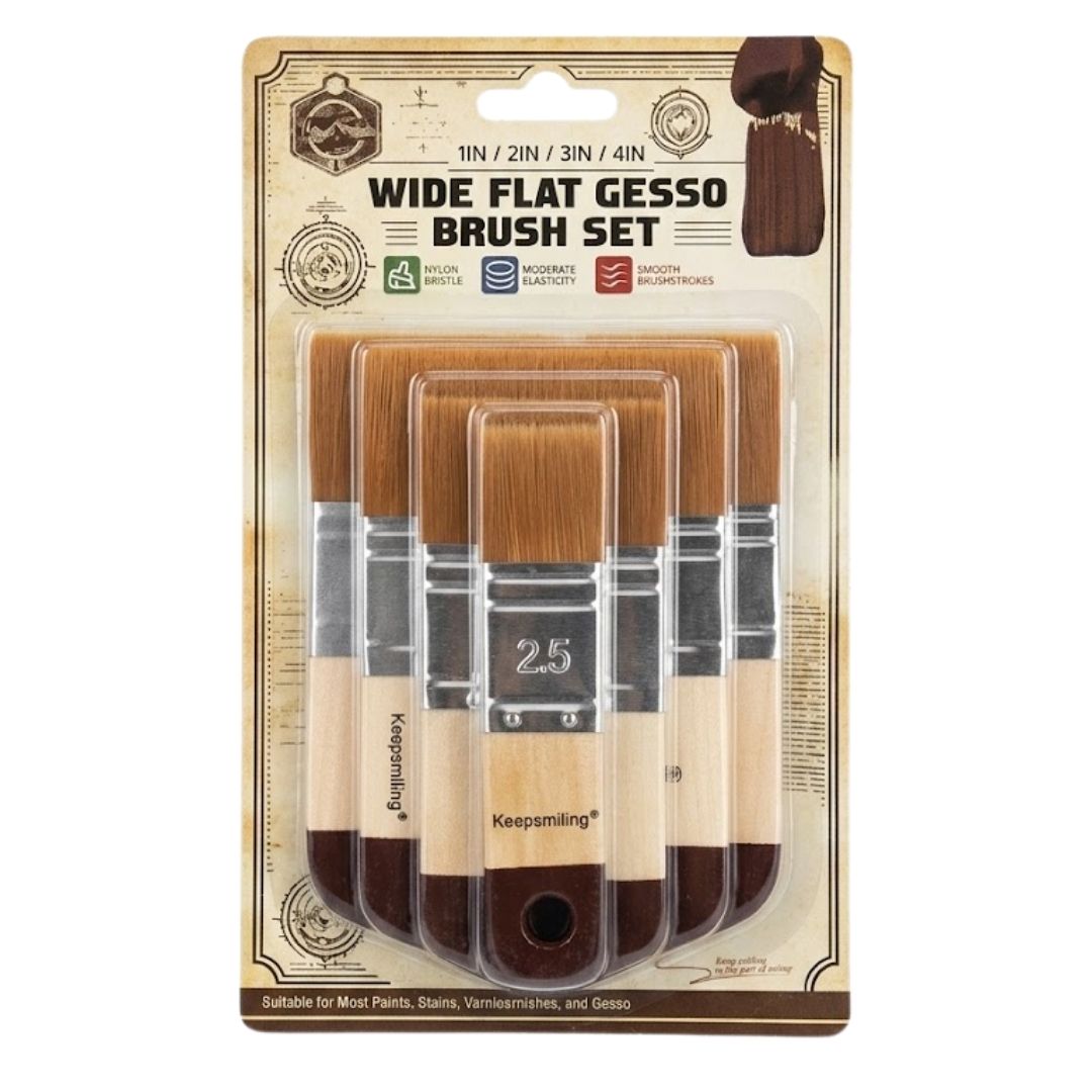 Keep Smiling Wide Flat Gesso Brush Set