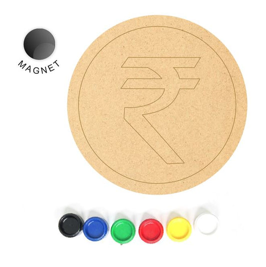 DIY MDF Fridge Magnet - Rupee Coin
